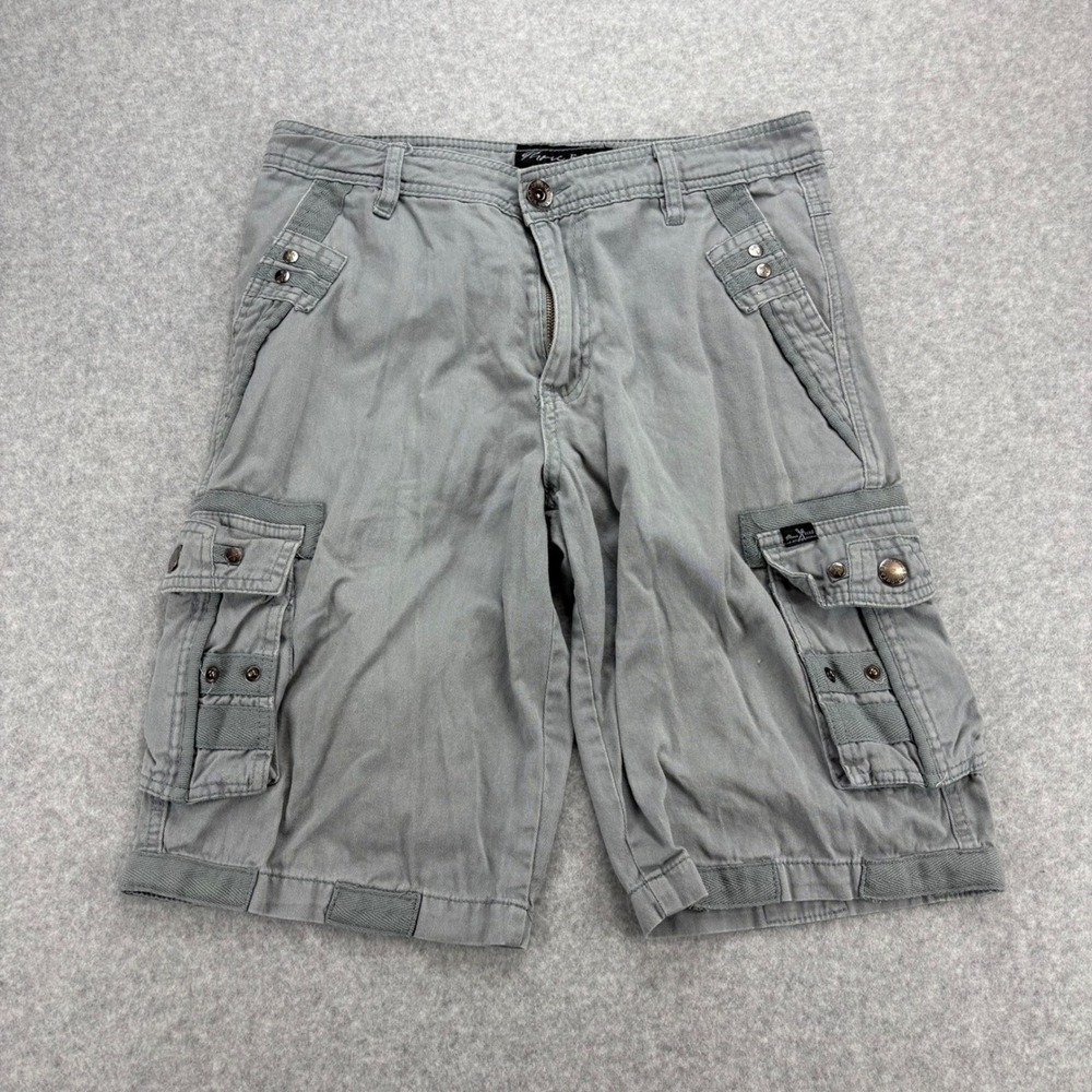 Marc Ecko Cargo Shorts Mens 29 Gray Multi Pocket Utility Y2K Gorpcore Streetwear
